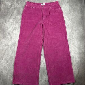 Angel Kiss Pink Corduroy Wide Leg Pants High Waisted Cotton Juniors Size 13/31